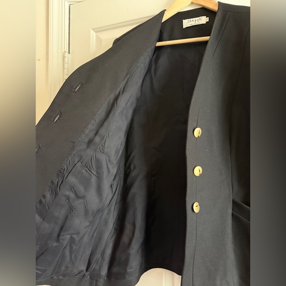 Vintage Dame Black Wool & Silk Blazer with Gold accents sz L-XL/EU 44 - Picture 6 of 10